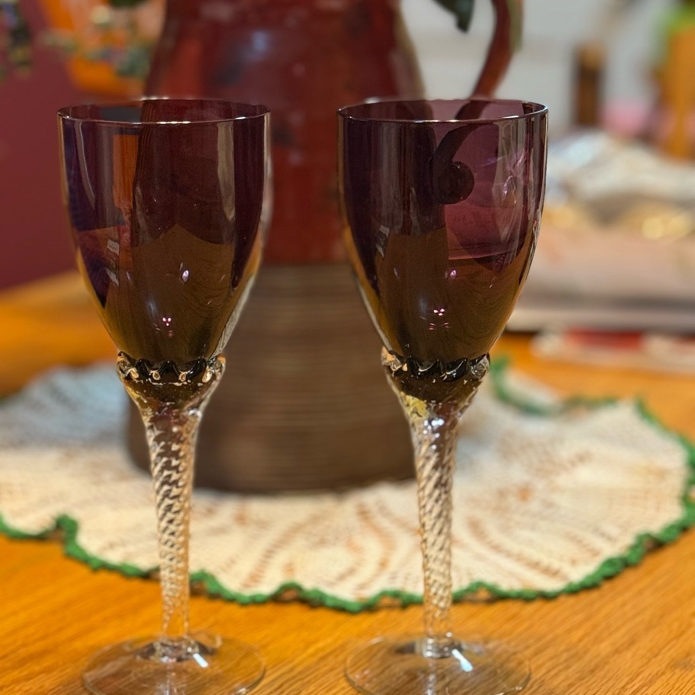 Murano Deep Purple Wine Glass Pair